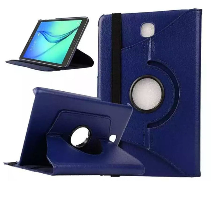 Navy protective cover for Samsung Galaxy Tab A 8.0” (2015) T350 by 9eight5, showing the tablet with the case on in a natural setting.