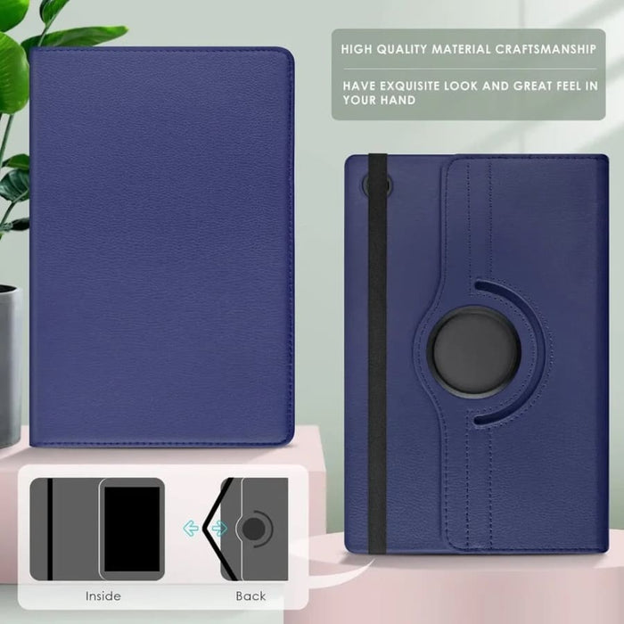 Navy protective cover for Samsung Galaxy Tab A9 8.7-inch (2023) X110/X115 tablet by 9eight5, showing front and back views.