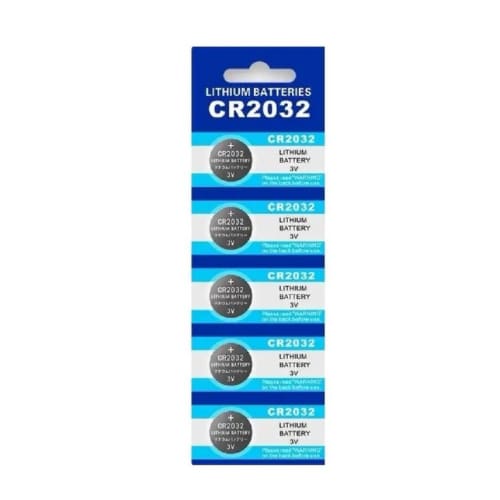 Five CR2032 lithium watch batteries by That Watch Shop, compact and round, suitable for powering wristwatches.
