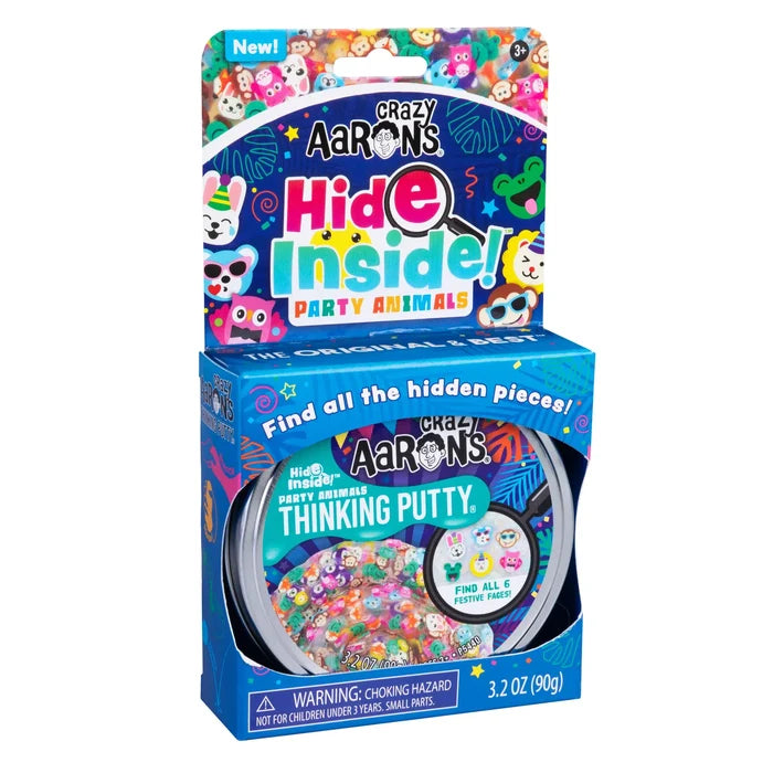 Crazy Aarons Party Animals Hide Inside Full Size 4 Inch Thinking Putty Tin