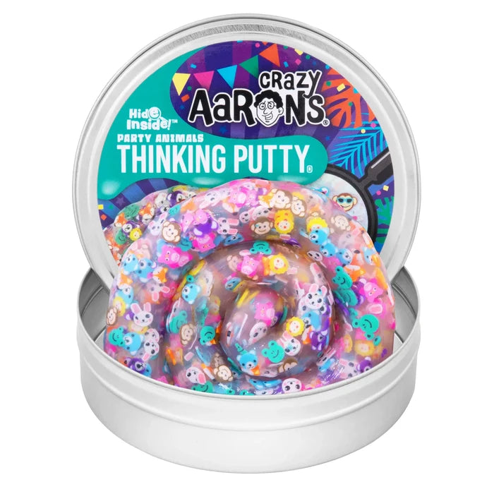 Crazy Aarons Party Animals Hide Inside Full Size 4 Inch Thinking Putty Tin