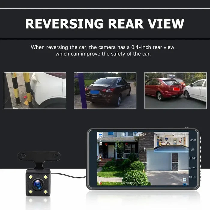Habicare HBC Full HD dash cam with front and rear cameras, car DVR, and video recorder for clear driving footage.