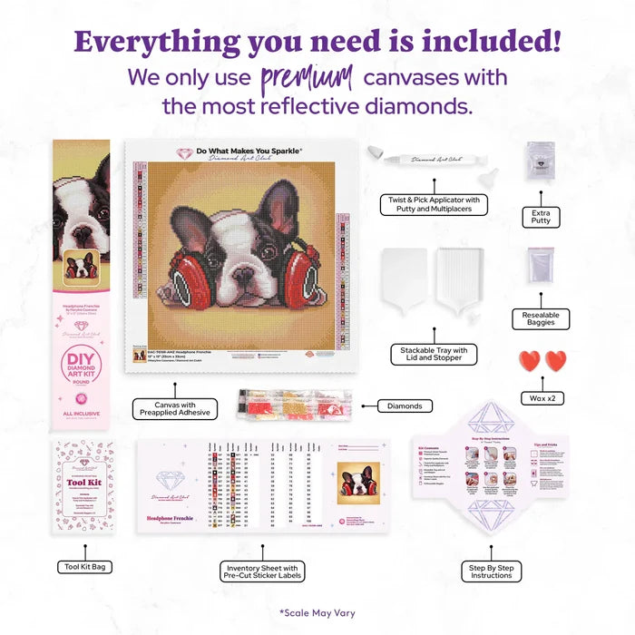 Diamond Art Club Headphone Frenchie Diamond Painting Kit