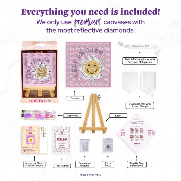 Diamond Art Club Mini Easels - Keep Smiling Diamond Painting Kit
