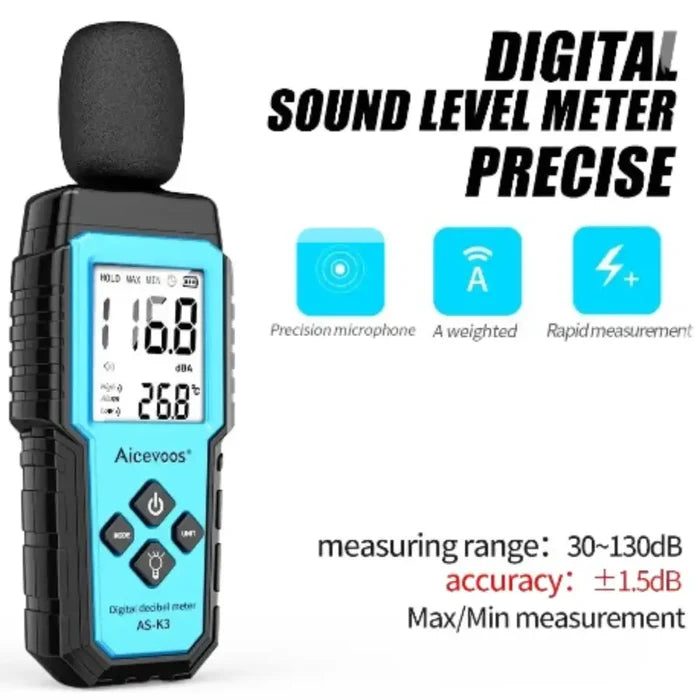 Habicare HBC digital sound level meter, compact device with digital display for measuring noise levels accurately