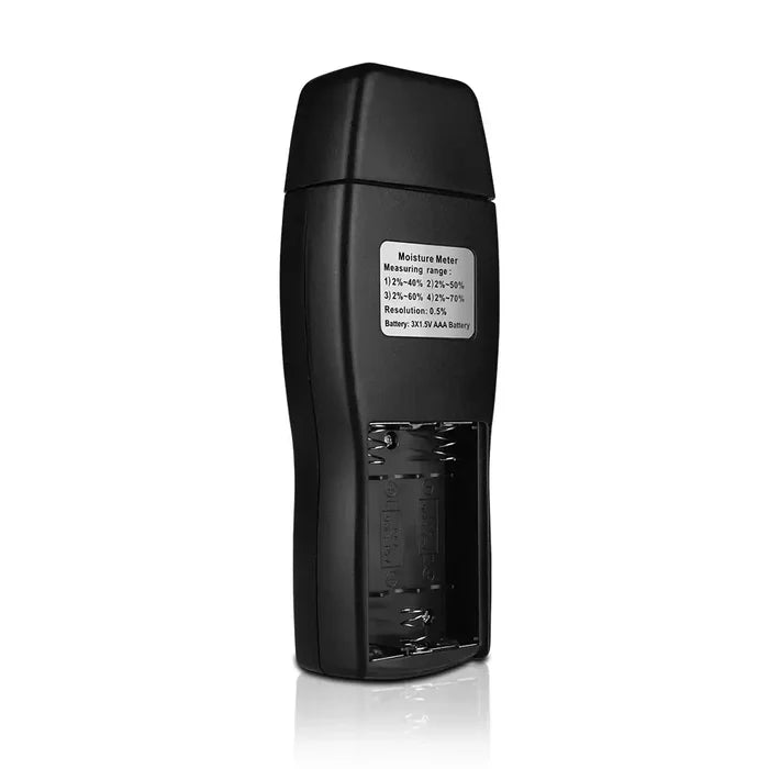 Habicare AS971 digital wood moisture meter detects dampness in timber, with a digital display and paper analysis feature.