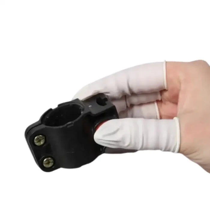 Pair of disposable latex fingertip protectors by Habicare, designed for hygiene and safety in medical or cleaning tasks.