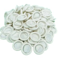 HBC Habicare disposable latex fingertip protectors, clear and flexible, designed for hygiene and safety in medical or cleaning tasks.