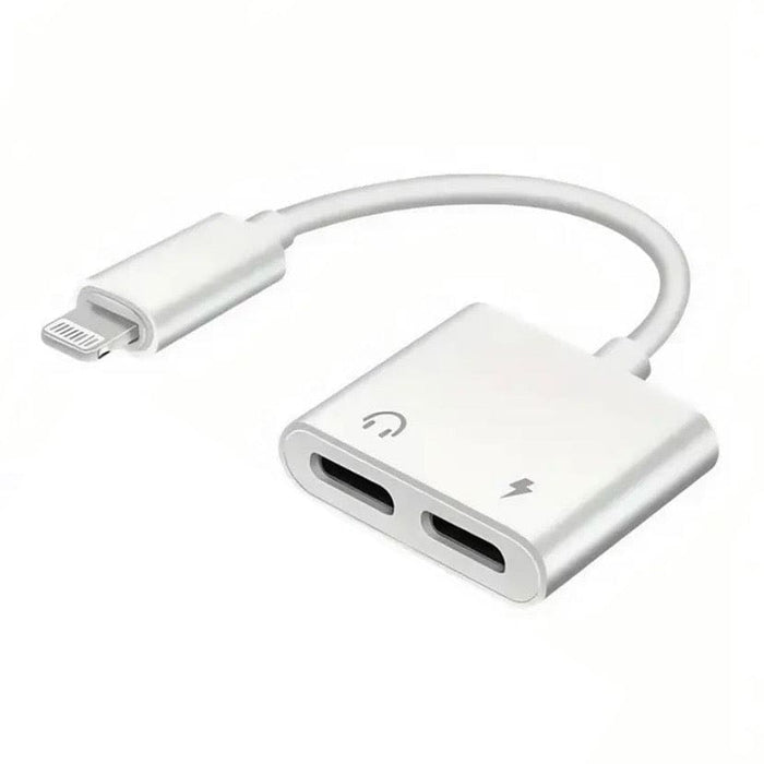 9eight5 Double Lightning Y Cable Adapter for electronics accessories showing a compact, dual Lightning connector for charging and data transfer