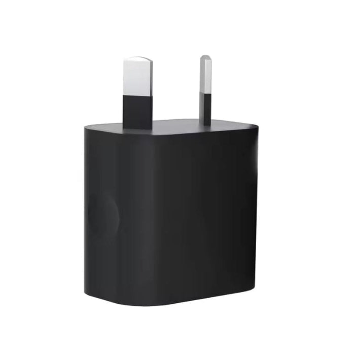 Black dual USB power adapter wall plug for NZ and AUS outlets, 9eight5 electronics accessory with two USB ports.