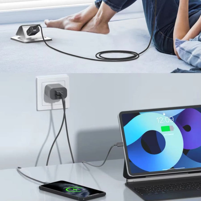 Black 9eight5 dual USB power adapter wall plug for NZ and AUS outlets, suitable for charging multiple devices.
