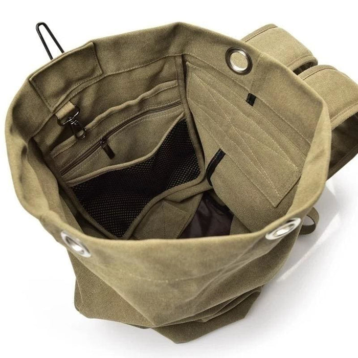 9eight5 duffel bag and backpack hybrid with adjustable straps, multiple compartments, and durable fabric for travel and daily use.