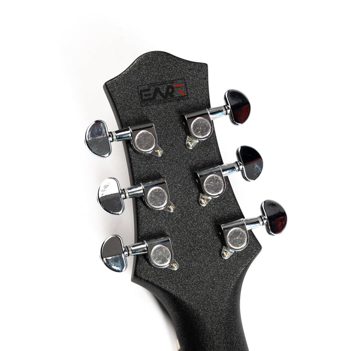 DSC9234 Eart Guitars, EGLP-610, 24.75" Thin Body Roasted Mahogany Electric Guitar, Gunmetal Black