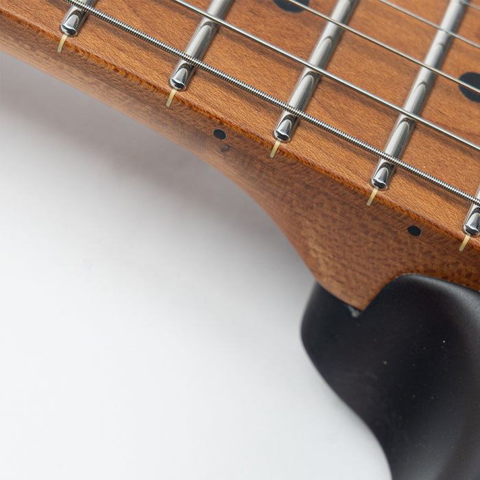Nexus-S2neck Eart Guitars, Nexus-S2, Electric Guitar Roasted Mahogany Body Canada Maple Neck 25.5" 22 Frets Synchronized Tremolo Pearl Blue/Black/Tobacco Burst