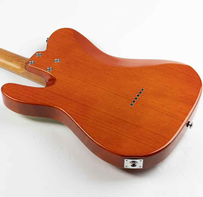 nkc1_orange_body_back Eart Guitars, NK-C1(N), Single Coil Pickups, Roasted Bookmatch Mahogany+Flame Maple Body, Orange