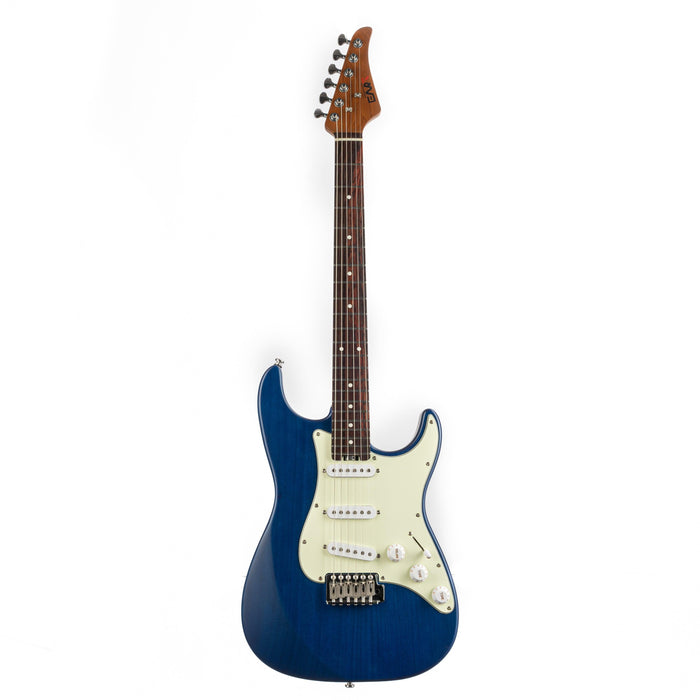 4_82fc8c65-663e-43ce-9b16-cdf1b188554b Eart Guitars, YMX-SG3, Roasted Bookmatch Mahogany Body SSS Vintage Style Electric Guitar, Blue