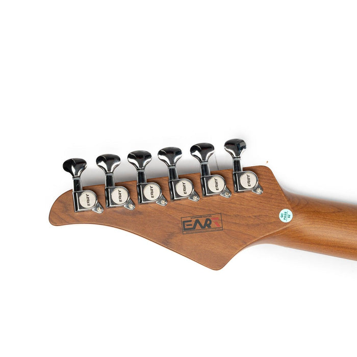 mmexport1686556916072_1 Eart Guitars, YMX-SG3, Roasted Bookmatch Mahogany Body SSS Vintage Style Electric Guitar, Blue