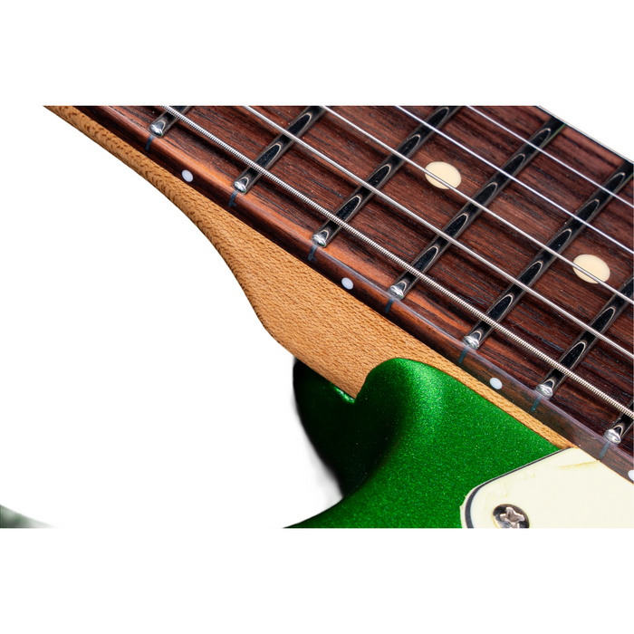 eart_electric_guitar_YMX-SG3_green_neck Eart Guitars, YMX-SG3, SSS Roasted Book-match Mahogany Body Vintage Style Electric Guitar, Pearl Green