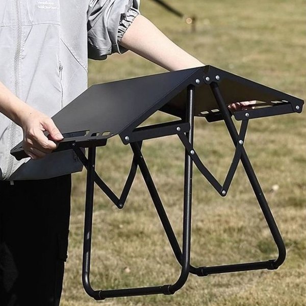 ECOTREK modular folding camping table showing a compact, portable outdoor table with a 58cm surface and foldable design.