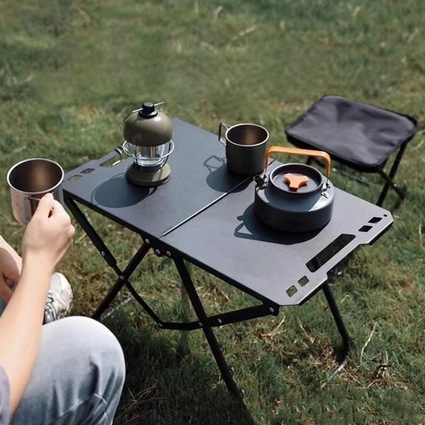 ECOTREK modular folding camping table, 58cm portable outdoor table with sturdy surface and foldable design for outdoor use.