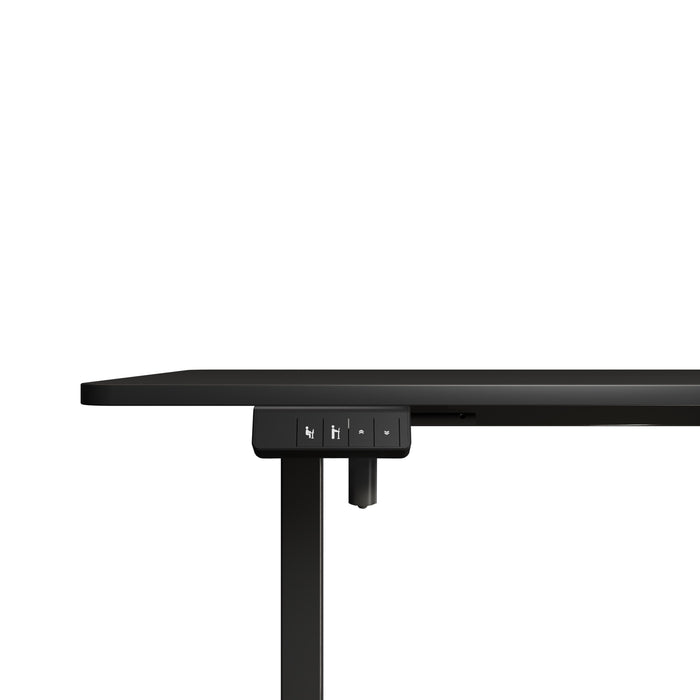 Electra Ergo single motor sit-stand computer desk in black, 1.2m length, from sue-e furniture, with adjustable height and smooth surface.