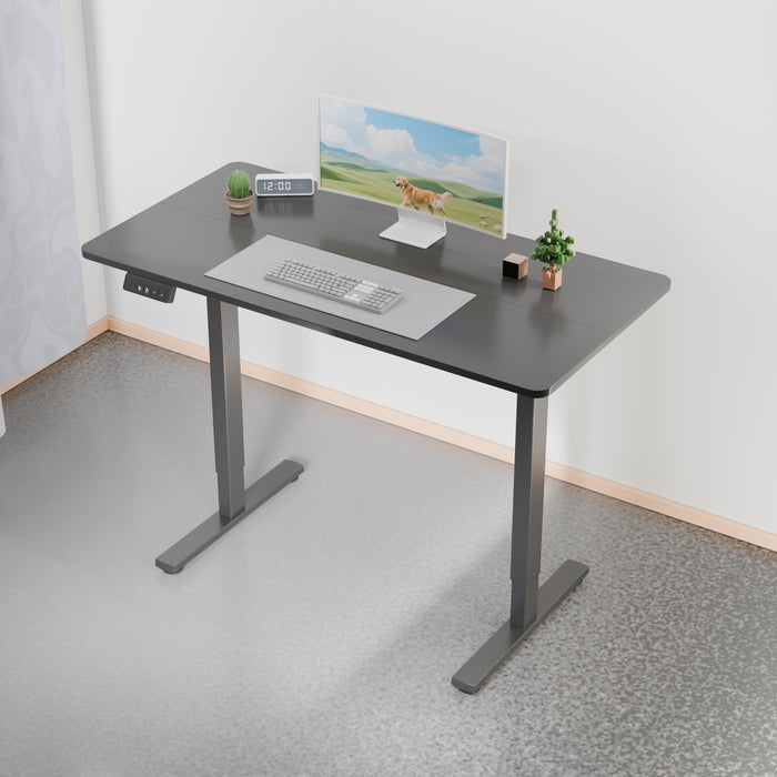Electra Ergo single motor sit-stand computer desk in black, 1.2m by sue-e furniture, with adjustable height and sleek design.