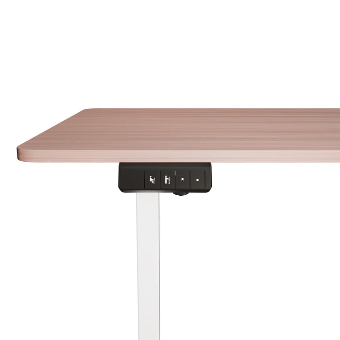 Electra Ergo single motor sit-stand walnut computer desk with white legs, 1.2m by Sue-E Furniture.