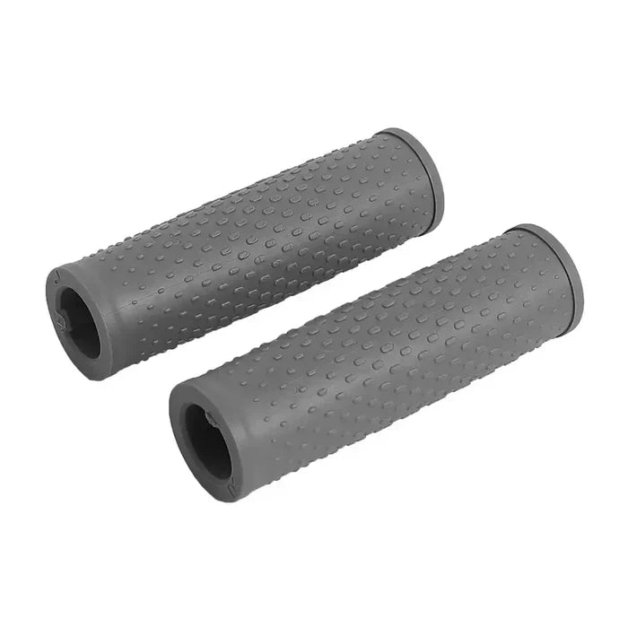 Dark grey Habicare HBC electric scooter handlebar grip on a scooter handlebar, designed for comfortable riding.