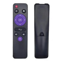 Black Habicare HBC Android TV Box remote control, universal design, with buttons for easy TV and media device navigation.