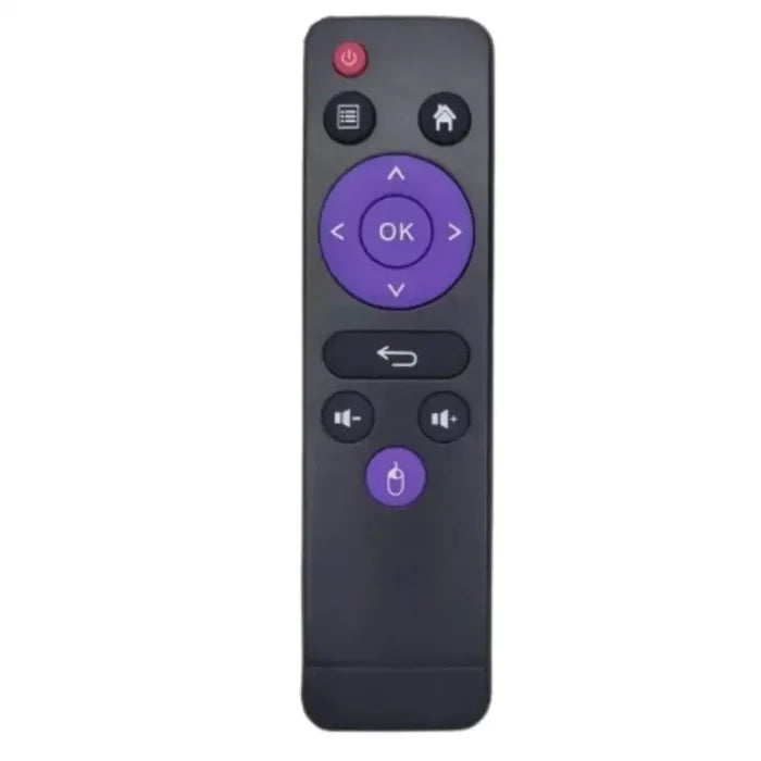 Black Habicare HBC Android TV box remote control for universal TV operation, designed for easy navigation and functionality.