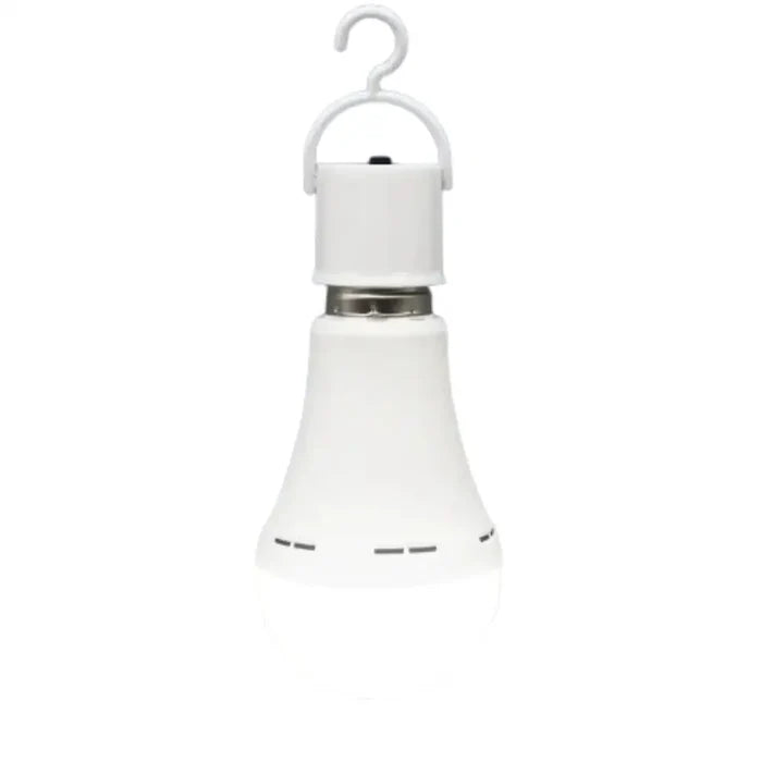 Habicare emergency light bulb in cool white, 7W, with 1500mAh battery, compact SS design for backup lighting.
