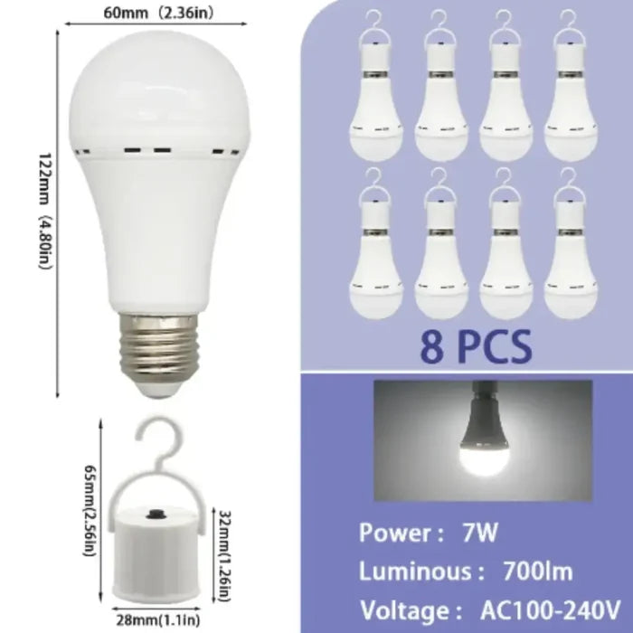 Habicare emergency light bulb in cool white, 7W, 1500mAh SS model, compact and energy-efficient for backup lighting.