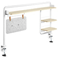 Sue-e Furniture Ergomax Clamp-on desk shelf attached to a computer desk, providing extra storage space in a modern workspace.