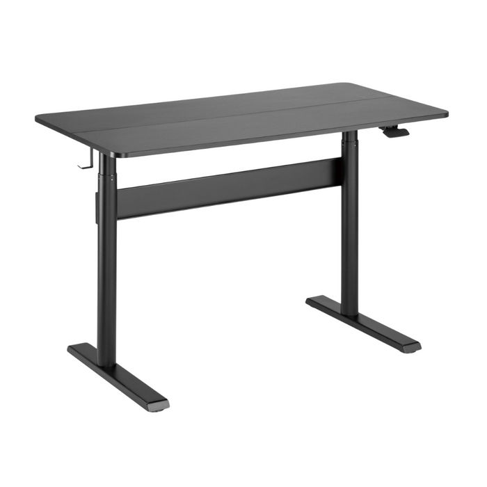 Ergomax gas spring sit-stand computer desk by sue-e furniture with adjustable height and modern design.