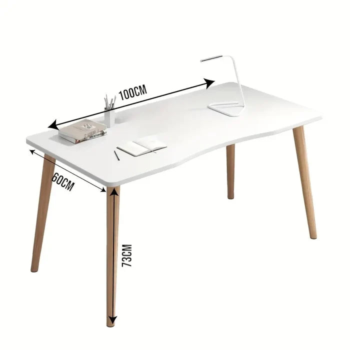 White Habicare SS ergonomic office desk with rounded corners, ideal for a comfortable and modern workspace.