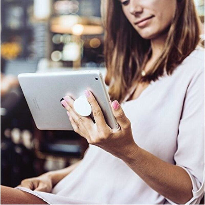 Black marble expanding finger grip for phones and tablets, stylish 9eight5 accessory with adjustable support and secure hold.