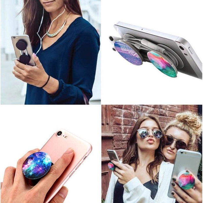 9eight5 expanding finger grip for phones and tablets, Queen style, showing its adjustable design and secure hold on device surfaces.