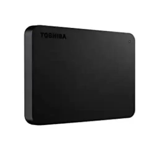 Habicare external hard drive with 500GB to 2TB capacity, USB 3.0, compact design, shown connected with cable