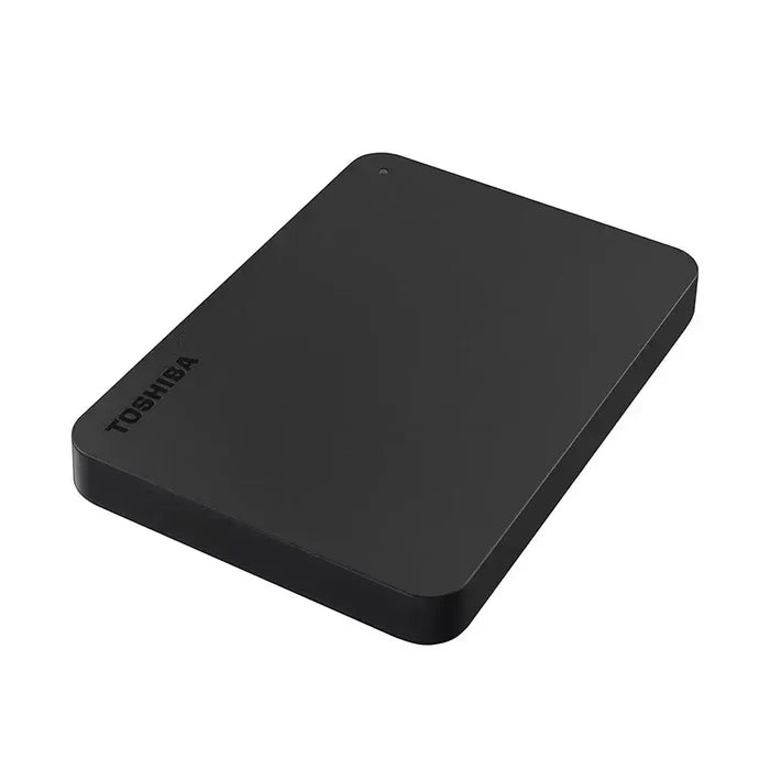 Habicare external TWS hard drive in black, 1TB capacity, connected via USB 3.0 with visible branding and sleek design.