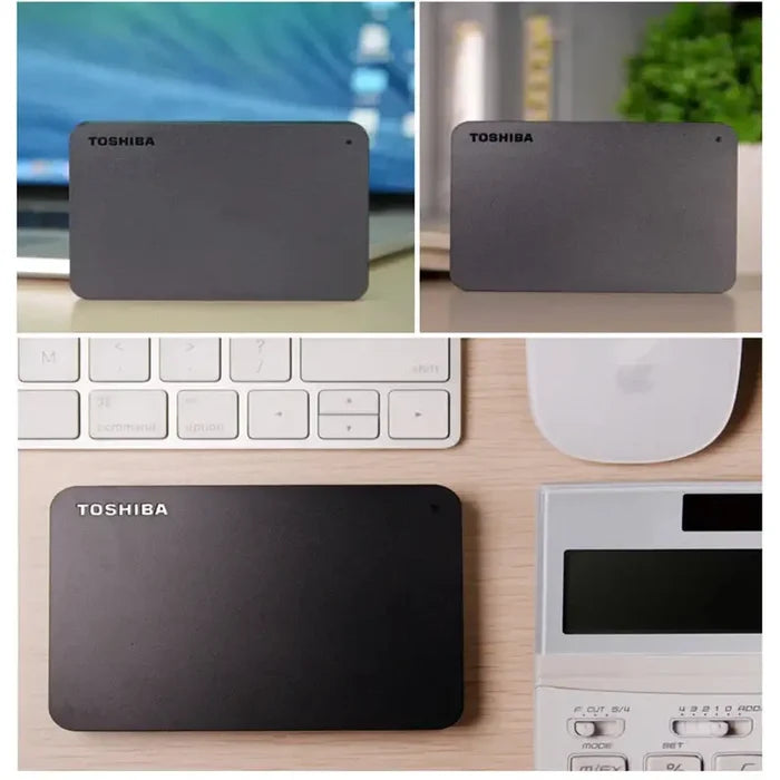 Habicare external TWS hard drive with 500GB to 2TB capacity, USB 3.0 port, compact design, and sleek black finish.