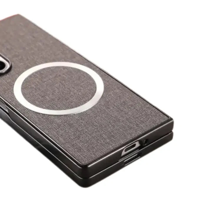 Habicare 9eight5 fabric MagSafe case for Samsung Galaxy Z Fold series, stylish protective cover with magnetic attachment.