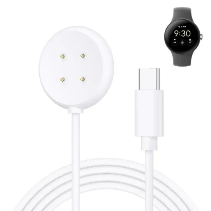 Habicare TWS fast charger cable for Google Pixel Watch 2, shown with cable and connector for quick charging.