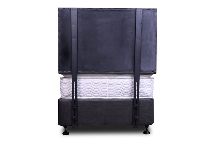 Black king single Fenland headboard by sue-e furniture, featuring a sleek design with a modern finish.