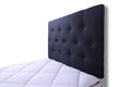 Black single Fenland headboard by sue-e furniture, showcasing a sleek, modern design with a smooth, upholstered surface.