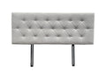Light grey Fenland queen headboard by sue-e furniture, showcasing a modern fabric design with a padded, upholstered surface.