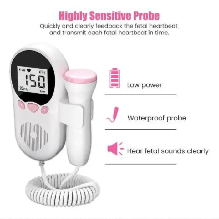 HBC Habicare fetal Doppler device with box, used for monitoring fetal heartbeats during pregnancy.