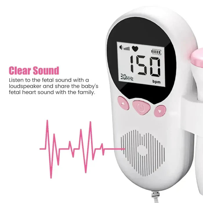 Habicare HBC fetal Doppler with box, handheld medical device for monitoring fetal heartbeat during pregnancy.