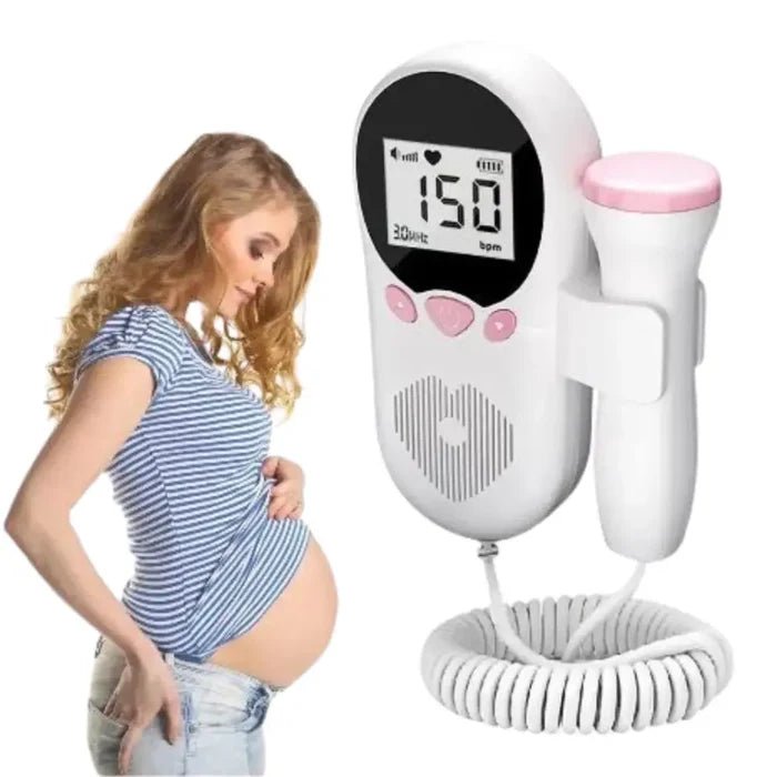HBC Habicare fetal Doppler device with box, used to listen to fetal heartbeat during pregnancy.