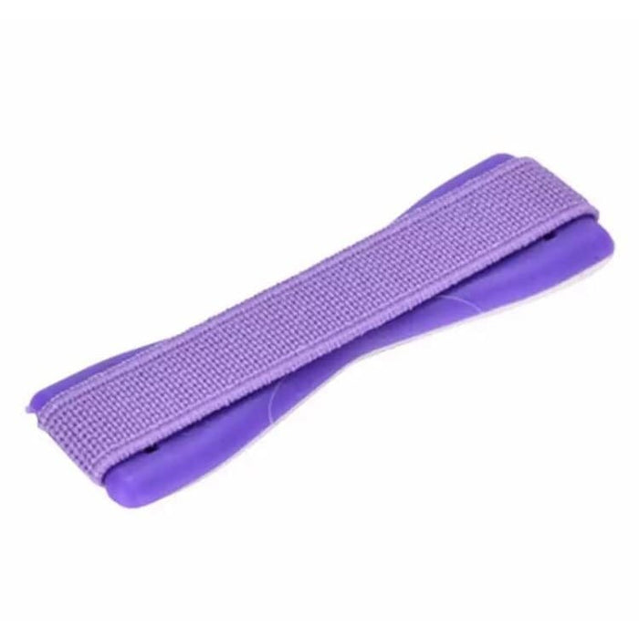 Purple 9eight5 finger grip for phones and tablets, showcasing its ergonomic design and vibrant color option.