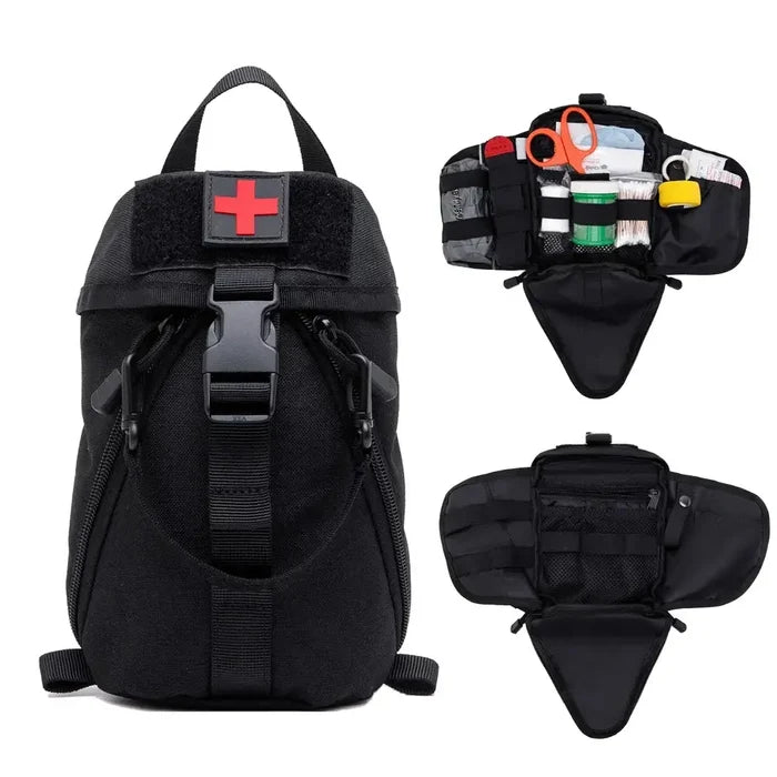 Habicare SS First Aid Kit bag, compact medical emergency supplies storage with zipper closure and durable fabric.